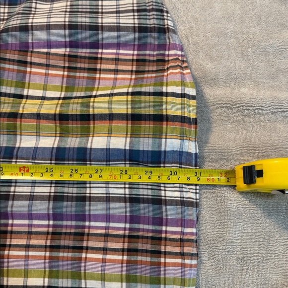 Vince Men’s Cotton Linen Plaid Button Front Shirt Purple Green Size XL READ - Picture 5 of 14